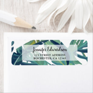 Watercolor painted tropical green leaves personal