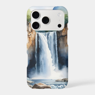 Watercolor painted waterfall