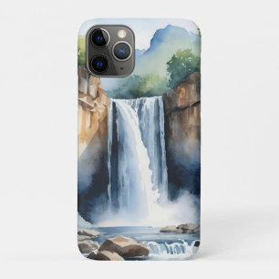 Watercolor painted waterfall iPhone 11 pro case