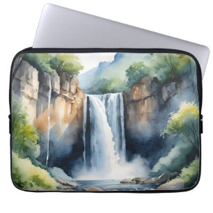 Watercolor painted waterfall laptop sleeve