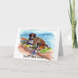 watercolor painting 2 Boxers, Beezer & pup, Sputz Card