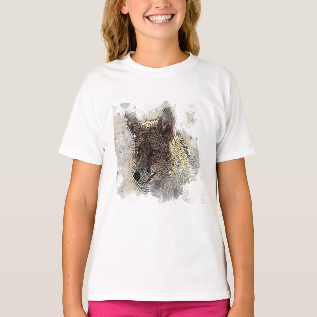 Watercolor painting and drawing of a fox T-Shirt (Front)