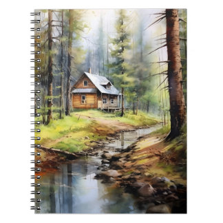 Watercolor Painting Awesome Cabin In The Woods  Notebook