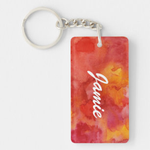 Watercolor painting background. key ring