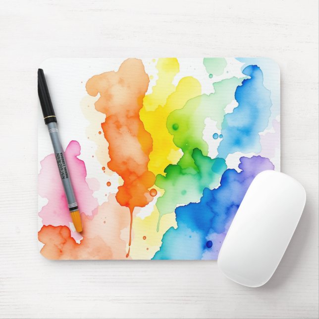 Watercolor painting background with a pen mouse mat (With Mouse)