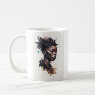 Watercolor Painting, Beautiful African Tribe Women Coffee Mug