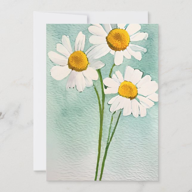 Watercolor painting chamomile flowers white bloom holiday card (Front)