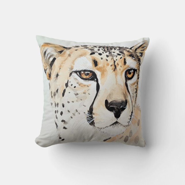 Watercolor Painting Cheetah Cushion (Front)
