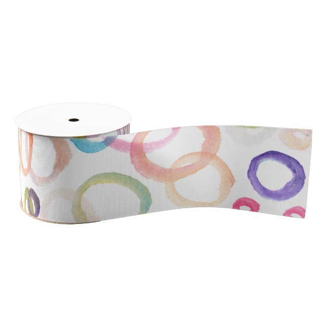 watercolor painting circles grosgrain ribbon (Spool)