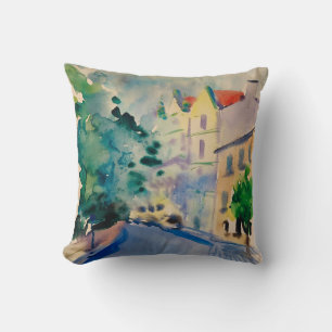 Watercolor painting city Praga Cushion