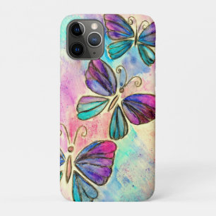 Watercolor Painting - Cute Colorful Butterflies iPhone 11 Pro Case