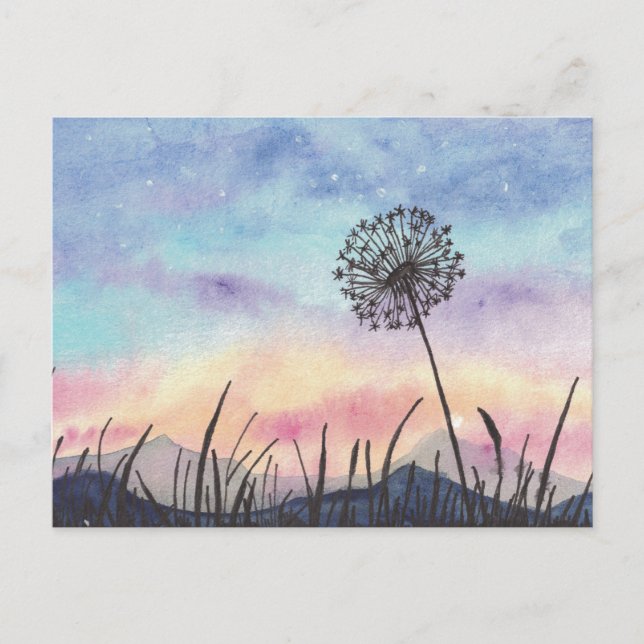 Watercolor Painting Dandelion Postcard (Front)