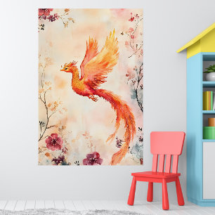 watercolor painting depicting a mythical phoenix  poster