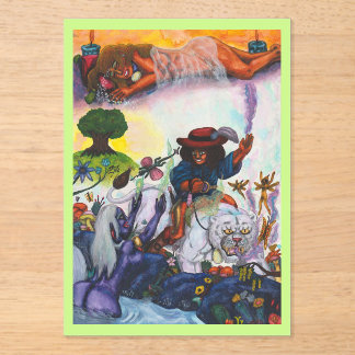 Watercolor Painting Eros ride Aurora Lioness Dream Acrylic Invitations
