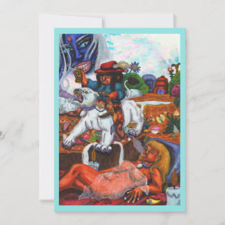 Watercolor Painting Eros ride Aurora Lioness Dream Invitation