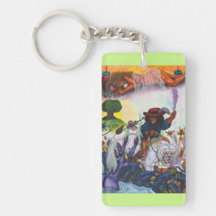 Watercolor Painting Eros ride Aurora Lioness Dream Key Ring