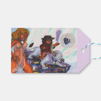 Watercolor Painting Eros rides Aurora Lioness Love Gift Tags
