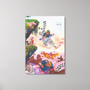 Watercolor Painting Fantasy Fight Demons Unicorn Canvas Print