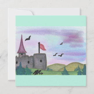 Watercolor Painting Fantasy Fortress Castle Mounta Invitation