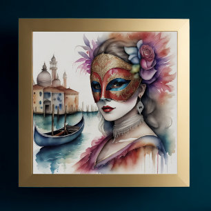 Watercolor Painting Female Venetian Mask III Poster