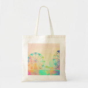 Watercolor Painting Ferris Wheel Fairground Art Tote Bag