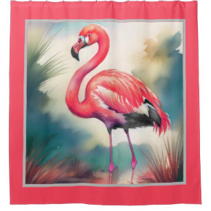 Watercolor Painting Flamingo Shower Curtain