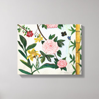 WATERCOLOR PAINTING - Flowers and Butterflies Canvas Print