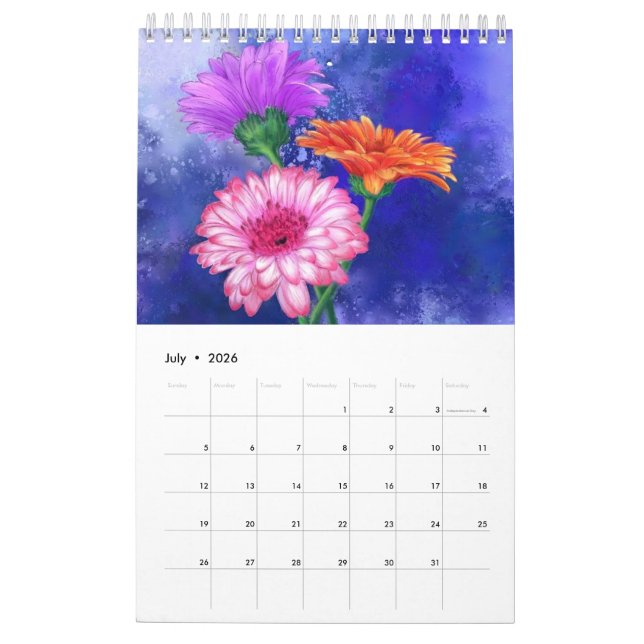 Watercolor Painting Flowers Calendar (Jul 2026)