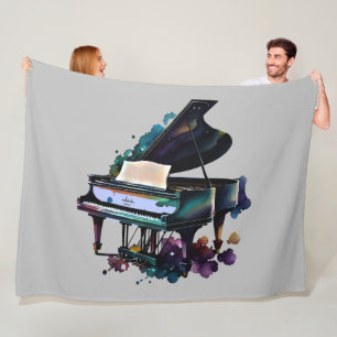 Watercolor Painting Grand Piano Fleece Blanket