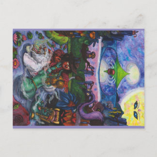 Watercolor Painting Journey Eros Lioness Pyramid Postcard