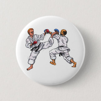 watercolor painting karate men fighting tournament 6 cm round badge
