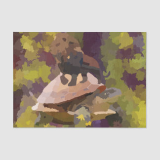 watercolor painting lion on turtle shell tissue paper