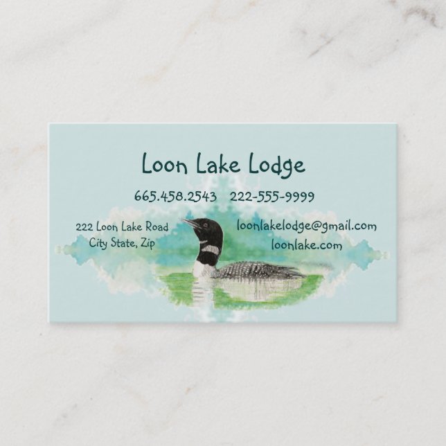 Watercolor Painting Loon, Wilderness Bird Business Card (Front)