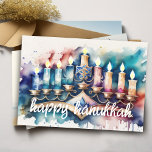 Watercolor Painting Menorah Happy Hanukkah Holiday Card<br><div class="desc">Holiday themed items designed by Umua. Printed and shipped by Zazzle or their affiliates.</div>