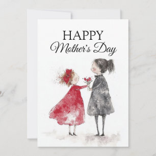 Watercolor Painting Mother's Day Holiday Card