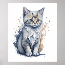 Watercolor Painting of a Cute Kitten