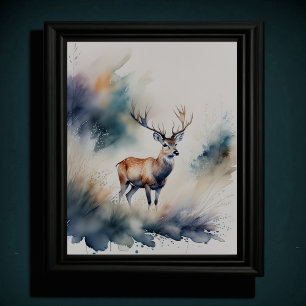Watercolor Painting of a Deer 5:4 Poster
