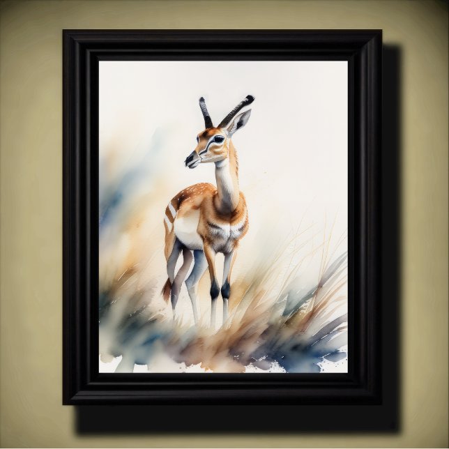 Watercolor Painting of a Gazelle 5:4 Poster (Creator Uploaded)