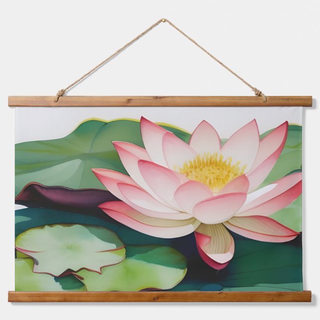 Watercolor Painting Of A Lotus Flower Hanging Tapestry (Front)