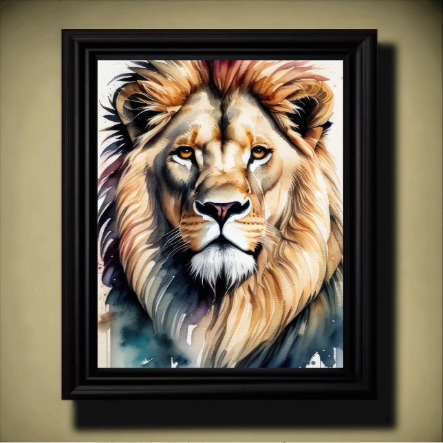 Watercolor Painting of a Male Lion 5:4 Poster (Creator Uploaded)