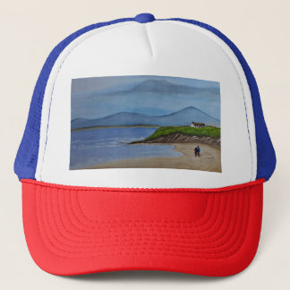 Watercolor Painting of a Romantic Day at the Beach Trucker Hat