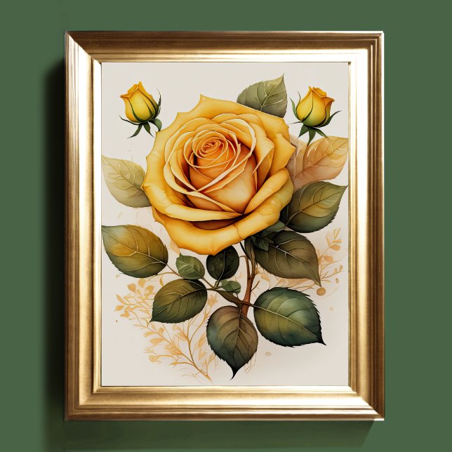 Watercolor Painting of a Rose Yellow Poster (Creator Uploaded)