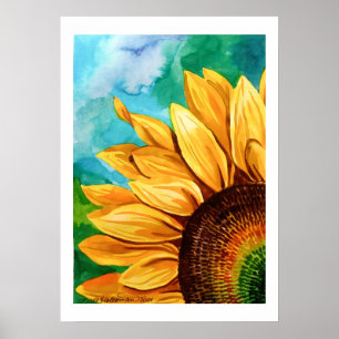 Watercolor painting of a sunflower art print