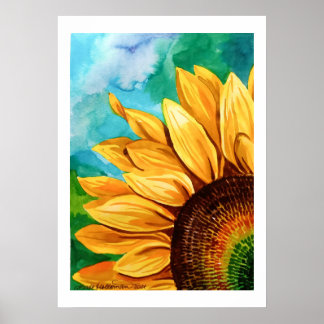 Watercolor painting of a sunflower art print
