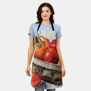Watercolor Painting of a Vegetable Basket Apron