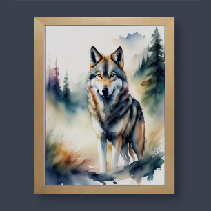 Watercolor Painting of a Wolf 3:4 Poster