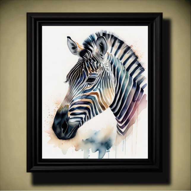 Watercolor Painting of a Zebra 5:4 Poster (Creator Uploaded)