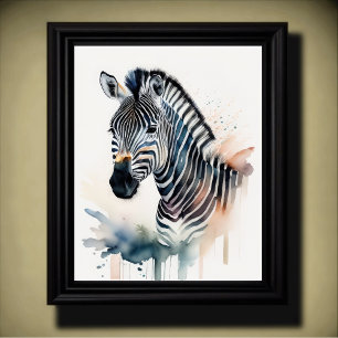 Watercolor Painting of a Zebra 5:4 Poster