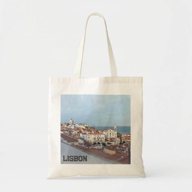 Watercolor painting of Alfama district in Lisbon Tote Bag (Front)