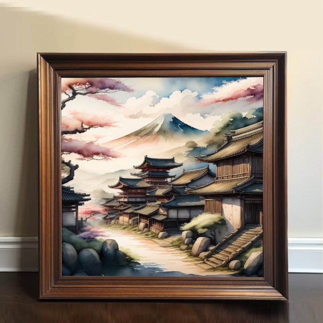 Watercolor Painting of Ancient Japanese Village Poster (Creator Uploaded)